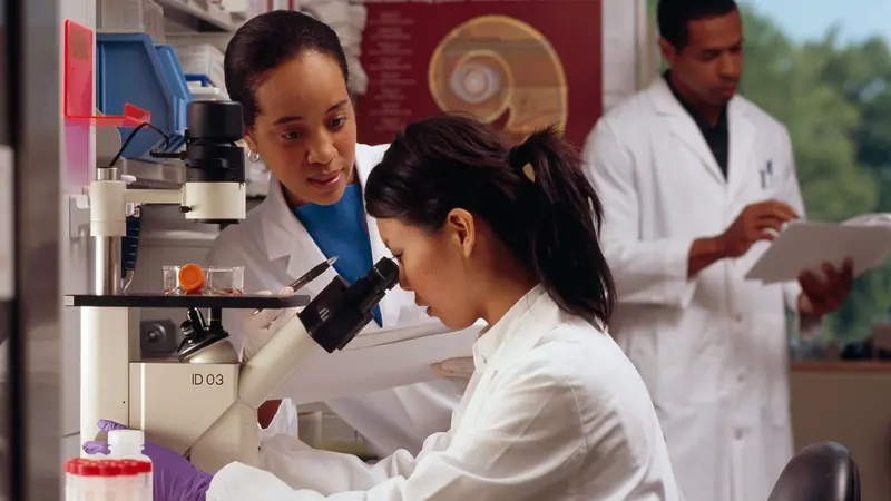 A researcher in a lab coat